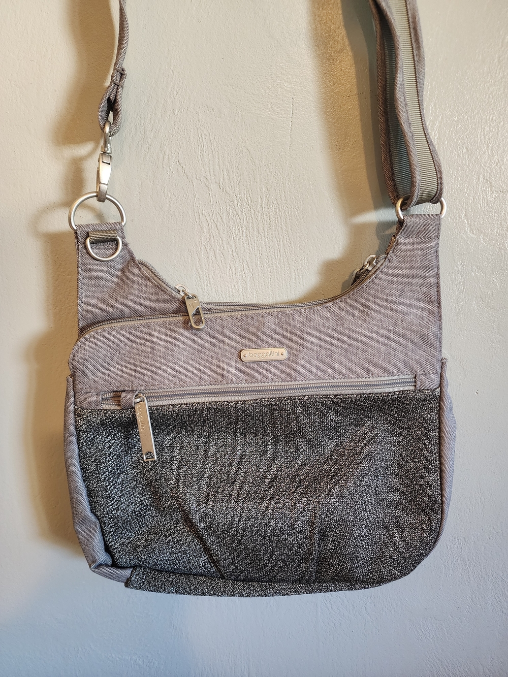 Baggallini Grey Secur-Tex Anti-theft Travel Crossbody Bag